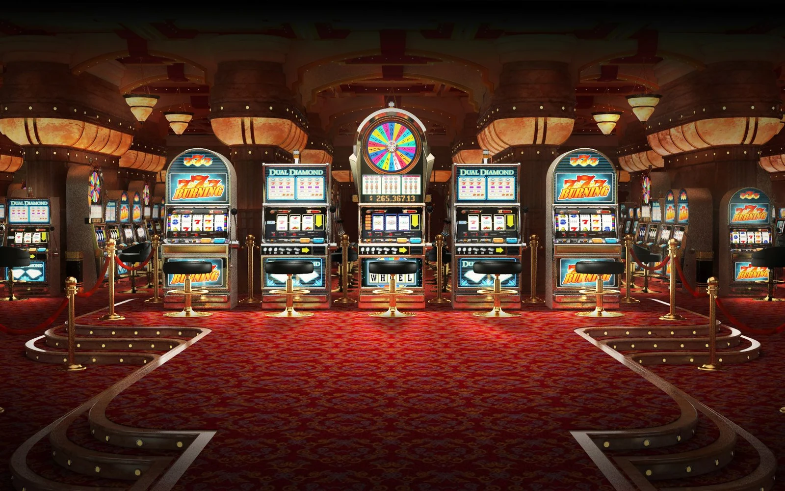 Ilustrasi permainan kartu dan meja digital kasino OLXSLOT