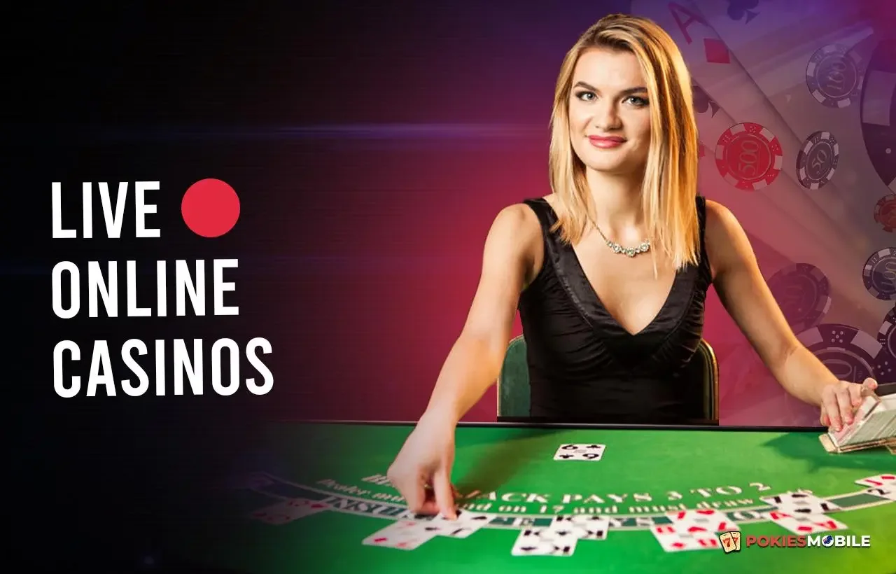 Tampilan ruang kasino live dengan meja dealer